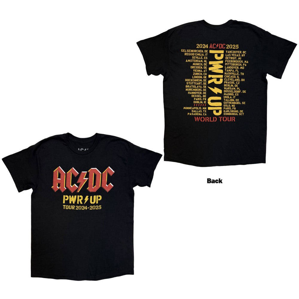 AC/DC - PWRUP Logo World Tour '24'25 Herren TShirt - Schwarz